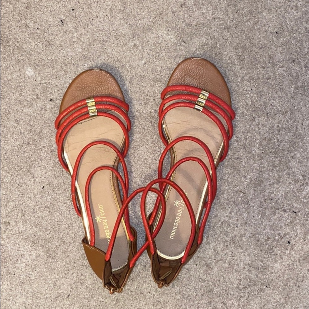 Coral pink gladiator sandals